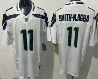 Men's Seattle Seahawks 11 Jaxon Smith Njigba Limited White FUSE Vapor Jersey
