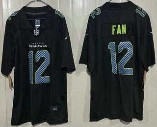 Men's Seattle Seahawks 12 Fan Limited Black Fashion Vapor Jersey