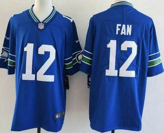 Men's Seattle Seahawks 12 Fan Limited Blue Throwback Vapor Jersey