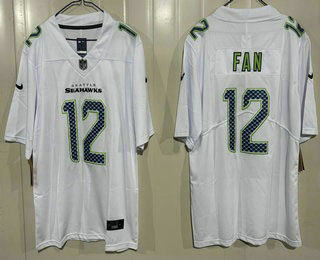 Men's Seattle Seahawks 12 Fan Limited White Fashion Vapor Jersey
