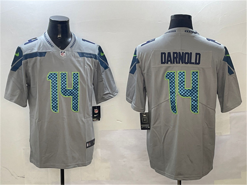 Men's Seattle Seahawks 14 Sam Darnold Gray 2025 Vapor Limited Football Stitched Jersey