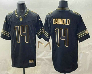 Men's Seattle Seahawks 14 Sam Darnold Limited Black Gold FUSE Vapor Jersey