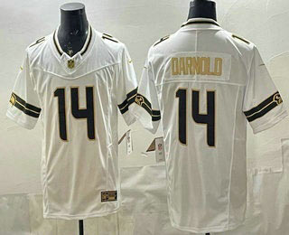 Men's Seattle Seahawks 14 Sam Darnold Limited White Gold FUSE Vapor Jersey