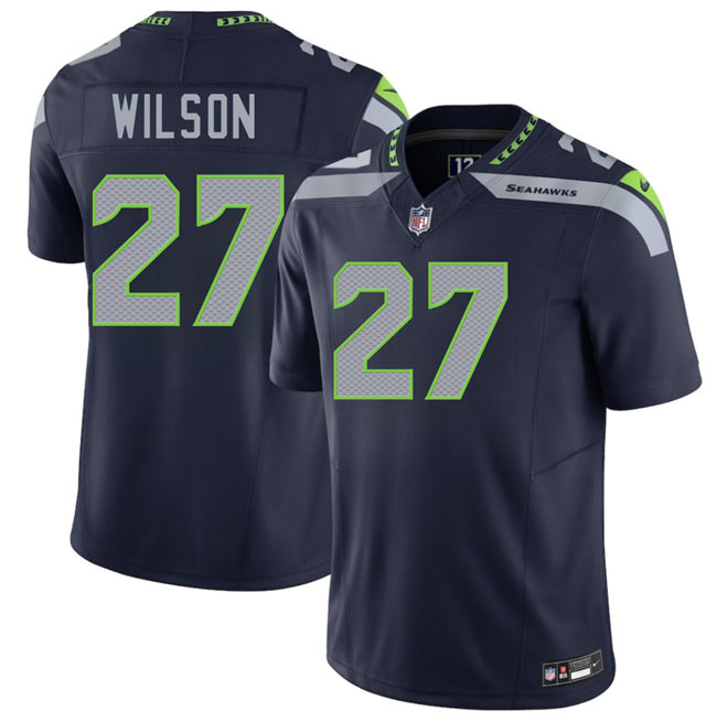 Men's Seattle Seahawks 27 Emanuel Wilson Navy 2026 F.U.S.E. Vapor Untouchable Limited Football Stitched Jersey