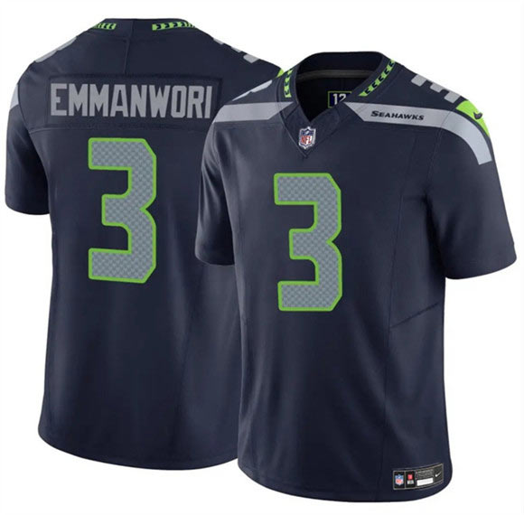 Men's Seattle Seahawks 3 Nick Emmanwori Navy 2025 F.U.S.E. Vapor Untouchable Limited Football Stitched Jersey