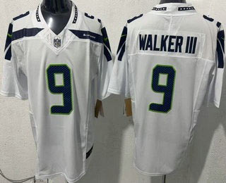 Men's Seattle Seahawks 9 Kenneth Walker III Limited White FUSE Vapor Jersey