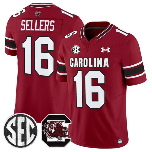 Men's South Carolina Fighting Gamecocks 16 LaNorris Sellers Garnet 2025 F.U.S.E. Stitched Jersey