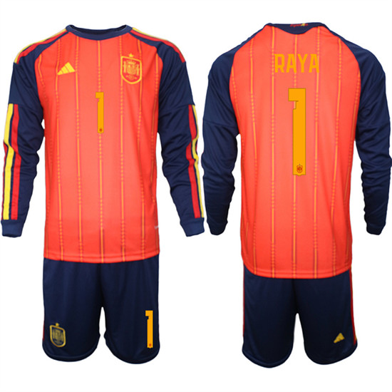 Men's Spain 1 RAYA National Team FIFA x World Cup 2026 Long Sleeve Home Red On Field Jerseys