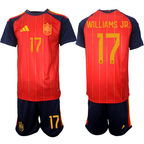 Men's Spain 17 WILLIAMS JR. National Team FIFA x World Cup 2026 Home Red On Field Jerseys