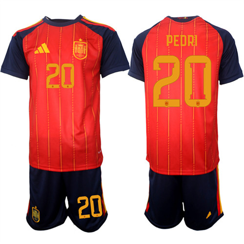 Men's Spain 20 PEDRI National Team FIFA x World Cup 2026 Home Red On Field Jerseys