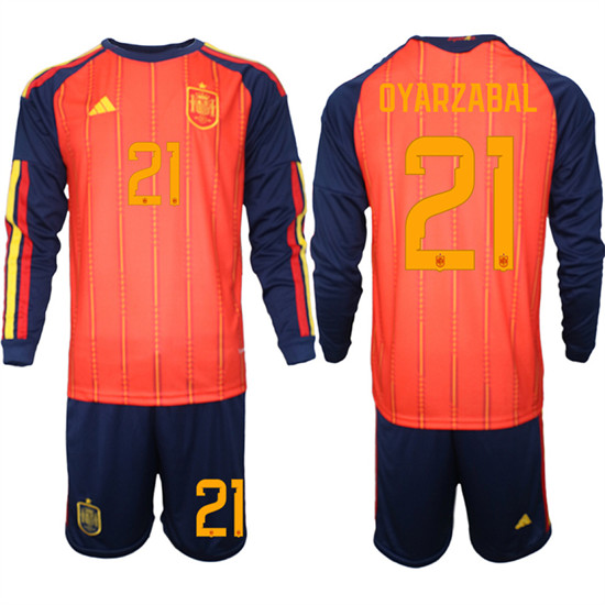 Men's Spain 21 OYARZABAL National Team FIFA x World Cup 2026 Long Sleeve Home Red On Field Jerseys