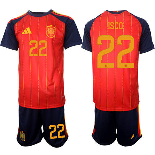 Men's Spain 22 ISCO National Team FIFA x World Cup 2026 Home Red On Field Jerseys