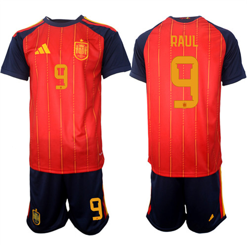 Men's Spain 9 RAUL National Team FIFA x World Cup 2026 Home Red On Field Jerseys