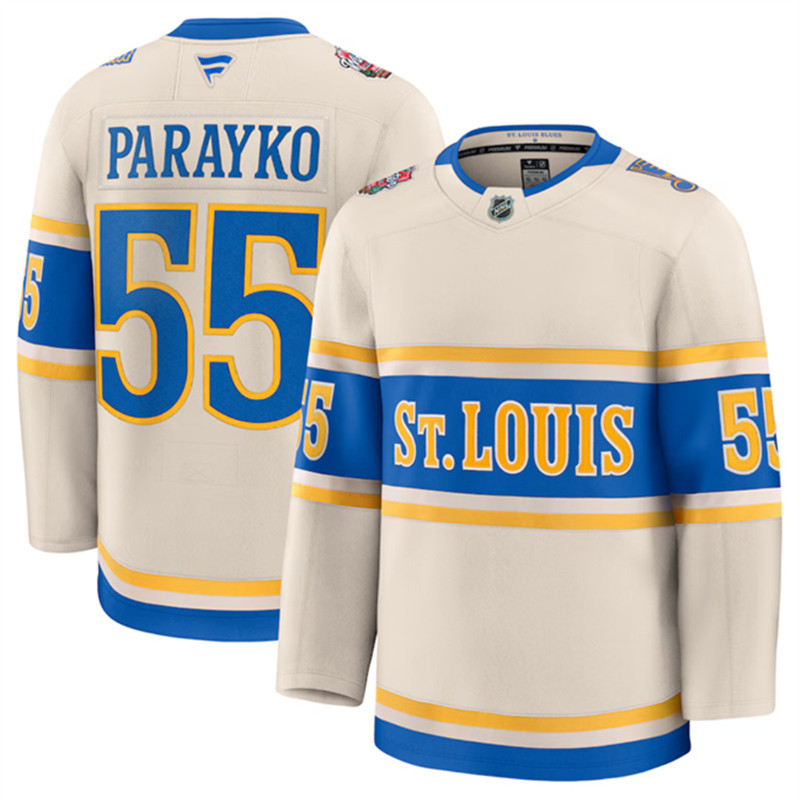 Men's St. Louis Blues 55 Colton Parayko Cream 2024 25 Winter Classic Stitched Hockey Jersey