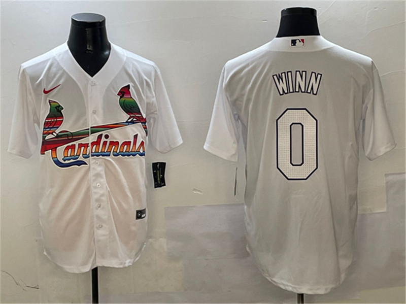 Men's St. Louis Cardinals 0 Masyn Winn White Cool Base Stitched Baseball Jersey