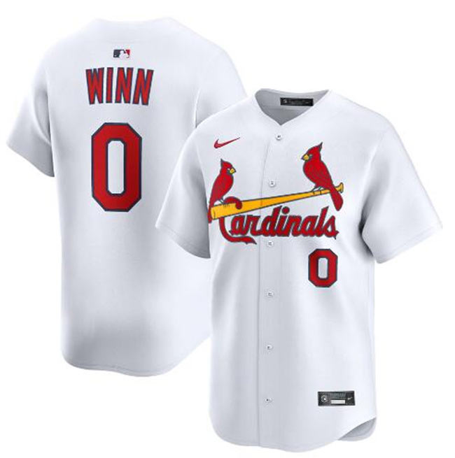 Men's St. Louis Cardinals 0 Masyn Winn White Home Limited Stitched Baseball Jersey