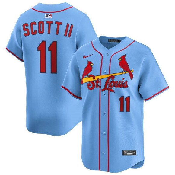Men's St. Louis Cardinals 11 Victor Scott II Light Blue Alternate Limited Stitched Baseball Jersey
