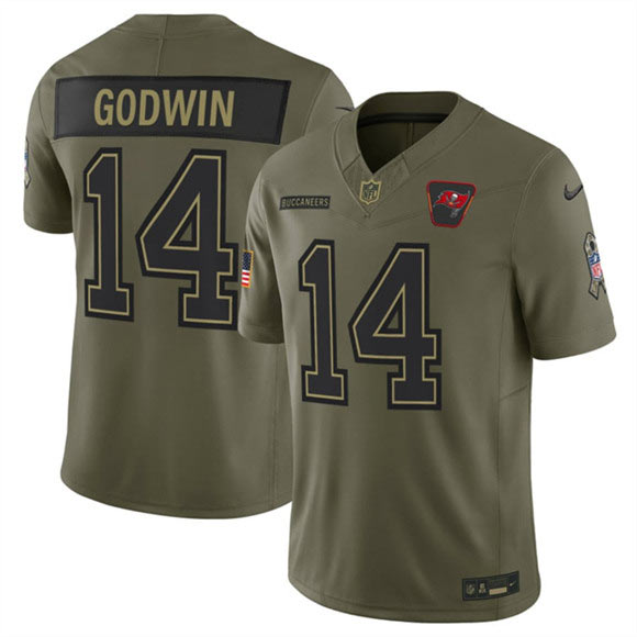 Men's Tampa Bay Buccaneers 14 Chris Godwin Jr. Olive 2025 Salute to Service Limited Football Stitched Jersey