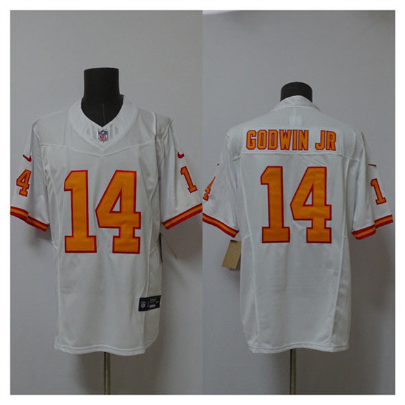 Men's Tampa Bay Buccaneers 14 Chris Godwin Jr. White 2025 F.U.S.E. Vapor Limited Football Stitched Jersey