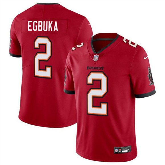 Men's Tampa Bay Buccaneers 2 Emeka Egbuka Red 2025 Draft Vapor Limited Football Stitched Jersey