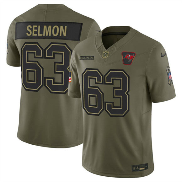 Men's Tampa Bay Buccaneers 63 Lee Roy Selmon Olive 2025 Salute to Service Limited Football Stitched Jersey