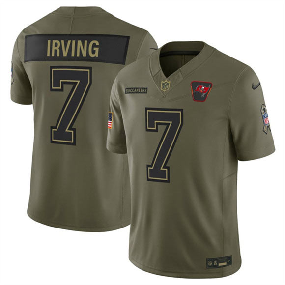 Men's Tampa Bay Buccaneers 7 Bucky Irving Olive 2025 Salute to Service Limited Football Stitched Jersey