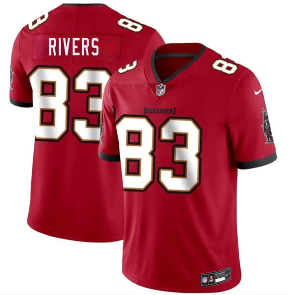 Men's Tampa Bay Buccaneers 83 Eric Rivers Red 2026 Draft Vapor Limited Football Stitched Jersey