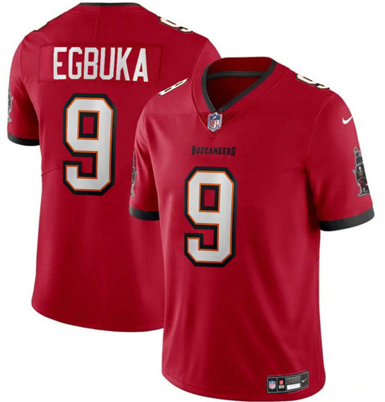 Men's Tampa Bay Buccaneers 9 Emeka Egbuka Red 2025 Draft Vapor Limited Football Stitched Jersey