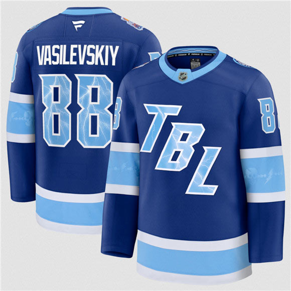 Men's Tampa Bay Lightning 88 Andrei Vasilevskiy Blue 2026 Stadium Series Stitched Jersey