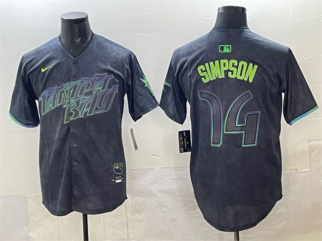 Men's Tampa Bay Rays 14 Chandler Simpson Charcoal 2024 City Connect Limited Stitched Baseball Jersey