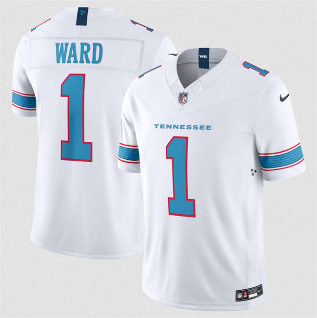 Men's Tennessee Titans 1 Cameron Ward White 2026 F.U.S.E. Vapor Limited Stitched Football Jersey
