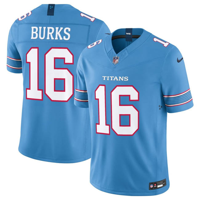Men's Tennessee Titans 16 Treylon Burks Light Blue 2026 F.U.S.E. Vapor Limited Stitched Football Jersey