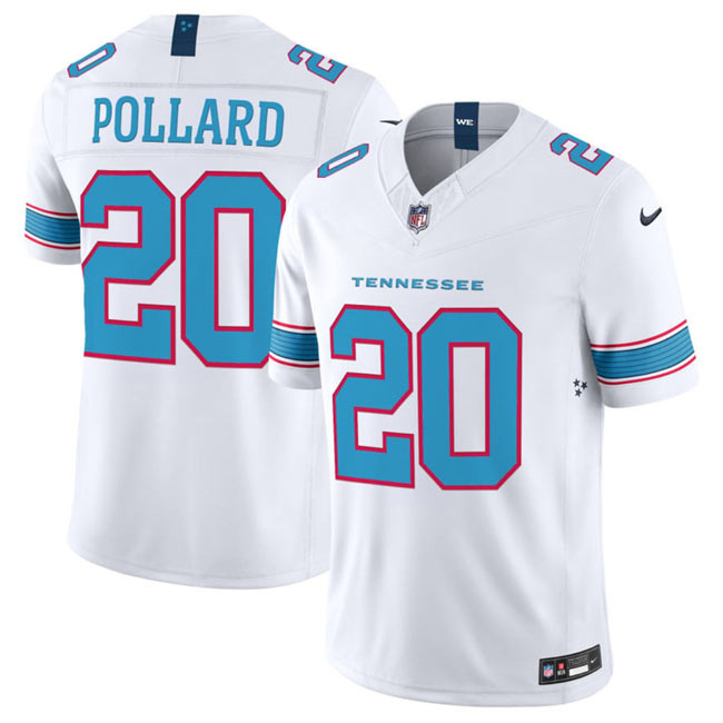 Men's Tennessee Titans 20 Tony Pollard White 2026 F.U.S.E. Vapor Limited Stitched Football Jersey