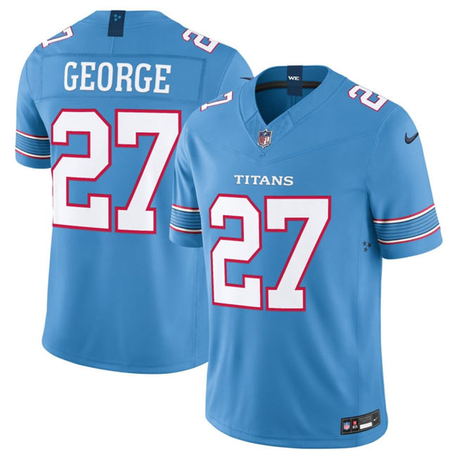 Men's Tennessee Titans 27 Eddie George Light Blue 2026 F.U.S.E. Vapor Limited Stitched Football Jersey