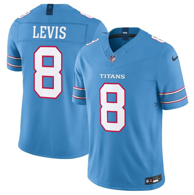 Men's Tennessee Titans 8 Will Levis Light Blue 2026 F.U.S.E. Vapor Limited Stitched Football Jersey