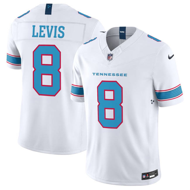Men's Tennessee Titans 8 Will Levis White 2026 F.U.S.E. Vapor Limited Stitched Football Jersey