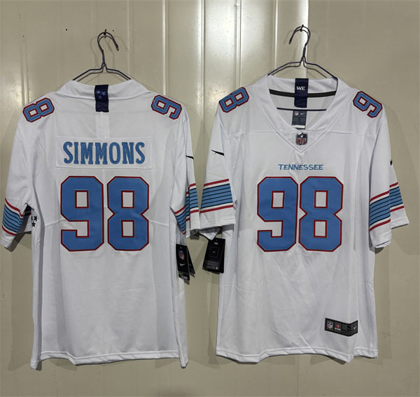 Men's Tennessee Titans 98 Jeffery Simmons White 2026 F.U.S.E. Vapor Limited Football Stitched Jersey
