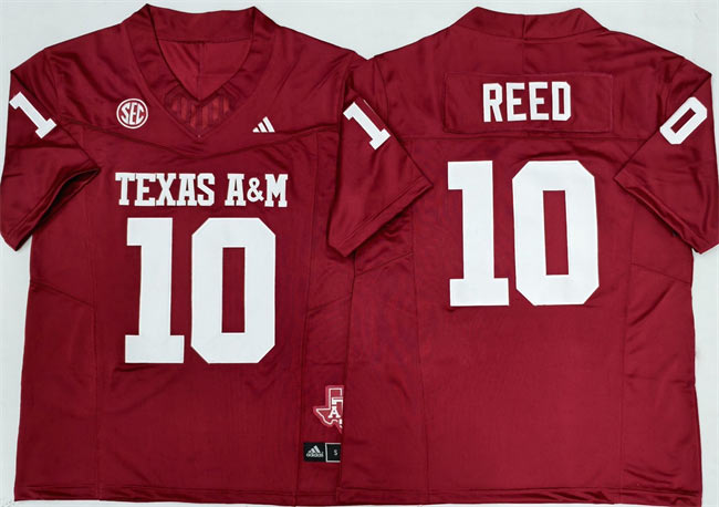 Men's Texas A&M Aggies Lions 10 Marcel Reed Red 2025 F.U.S.E. Stitched Jersey