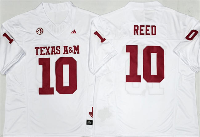 Men's Texas A&M Aggies Lions 10 Marcel Reed White 2025 F.U.S.E. Stitched Jersey