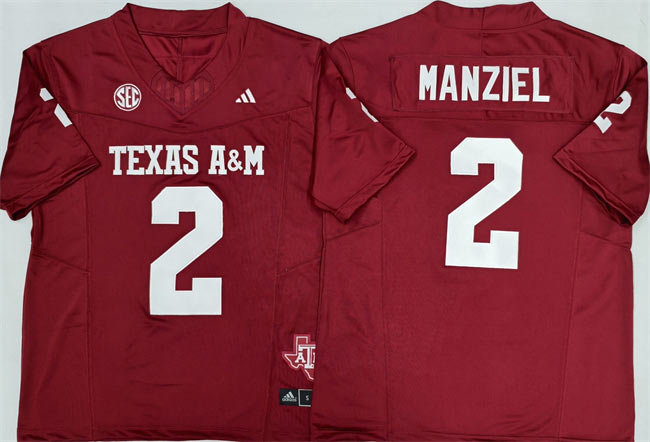 Men's Texas A&M Aggies Lions 2 Johnny Manziel Red 2025 F.U.S.E. Stitched Jersey