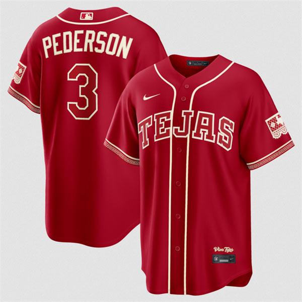 Men's Texas Rangers 3 Joc Pederson Red 2026 City Connect Stadium Stitched Baseball Jersey