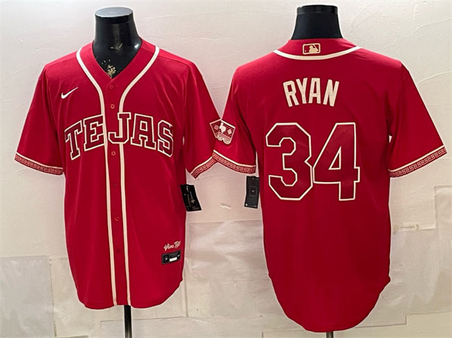 Men's Texas Rangers 34 Nolan Ryan Red 2026 City Connect Stadium Stitched Baseball Jersey