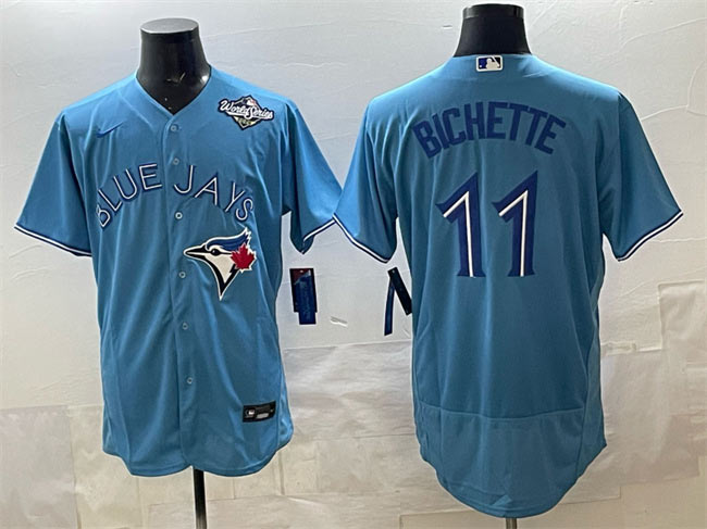 Men's Toronto Blue Jays 11 Bo Bichette Blue 2025 World Series Flex Base Stitched Baseball Jersey