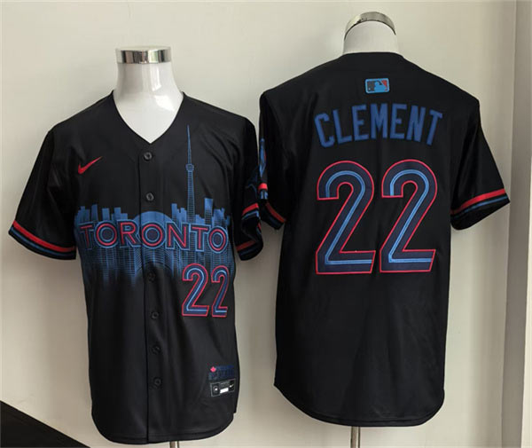 Men's Toronto Blue Jays 22 Ernie Clement Navy 2024 City Connect Limited Stitched Baseball Jersey