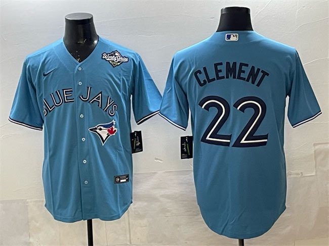Men's Toronto Blue Jays 22 Ernie Clement Royal 2025 World Series Cool Base Stitched Baseball Jersey