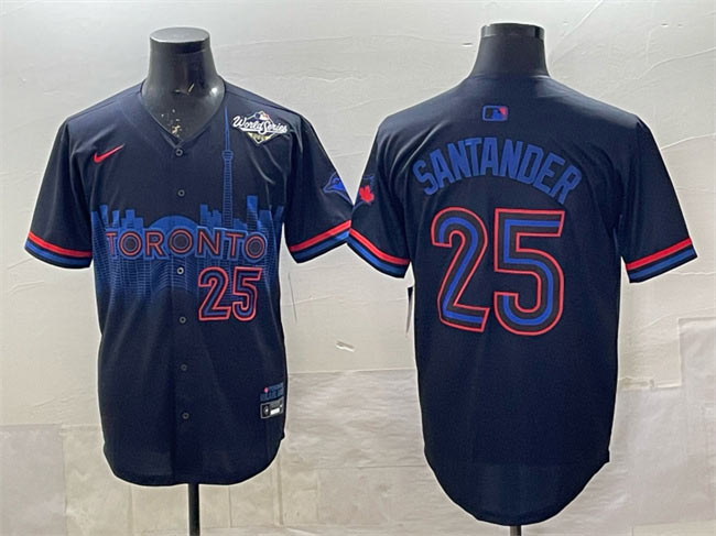 Men's Toronto Blue Jays 25 Anthony Santander Navy 2025 World Series City Connect Limited Stitched Baseball Jersey