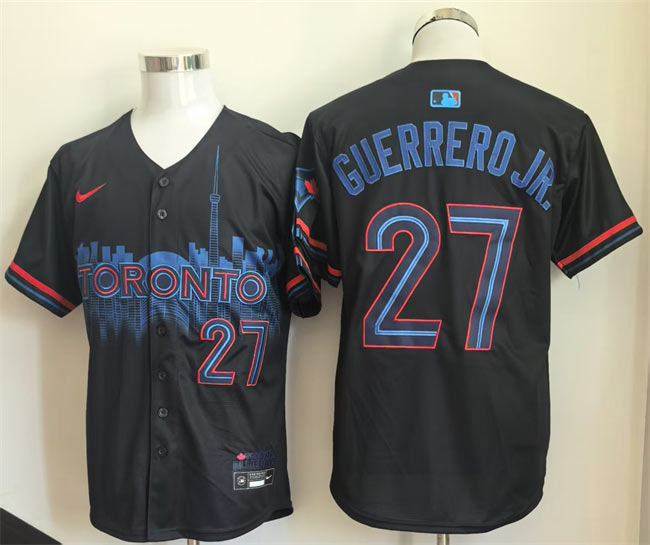 Men's Toronto Blue Jays 27 Vladimir Guerrero Jr. Navy 2024 City Connect Limited Stitched Baseball Jersey