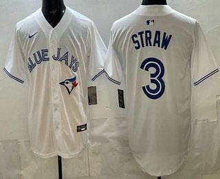 Men's Toronto Blue Jays 3 Myles Straw White Limited Jersey