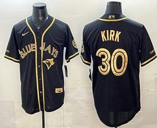Men's Toronto Blue Jays 30 Alejandro Kirk Black Gold Limited Stitched Jersey