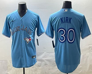 Men's Toronto Blue Jays 30 Alejandro Kirk Light Blue Cool Base Stitched Jersey